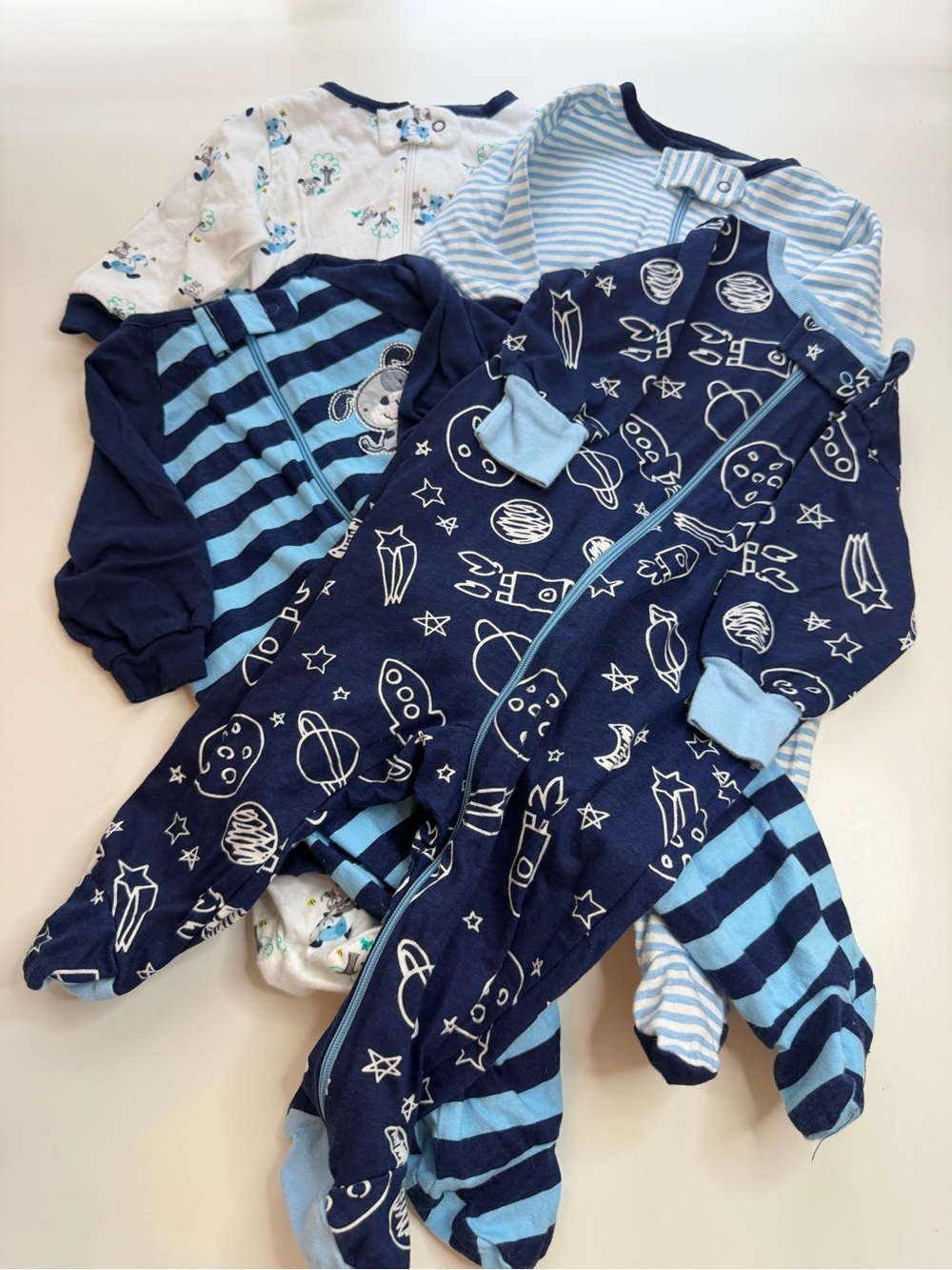 Gerber Navy & Light Blue Space and Stripe Footies (4-Pack)